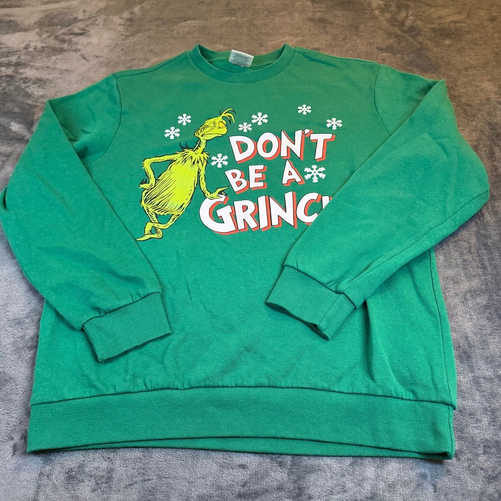 The Grinch Dont Be A Grinch Green Crewneck Sweatshirt‎ Mens Medium